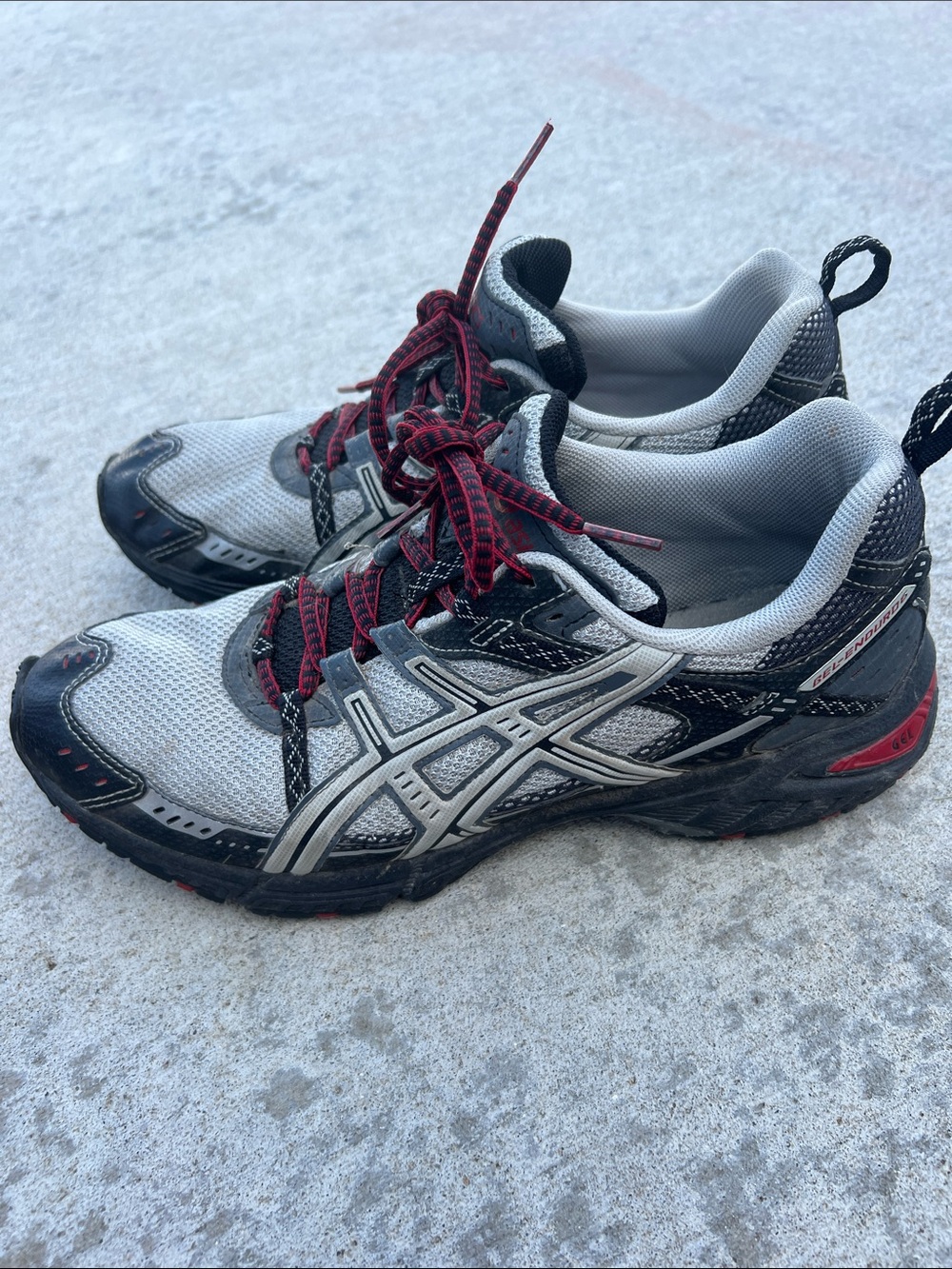 ASICS Men's Gray, Black and Red Trail Running Shoes